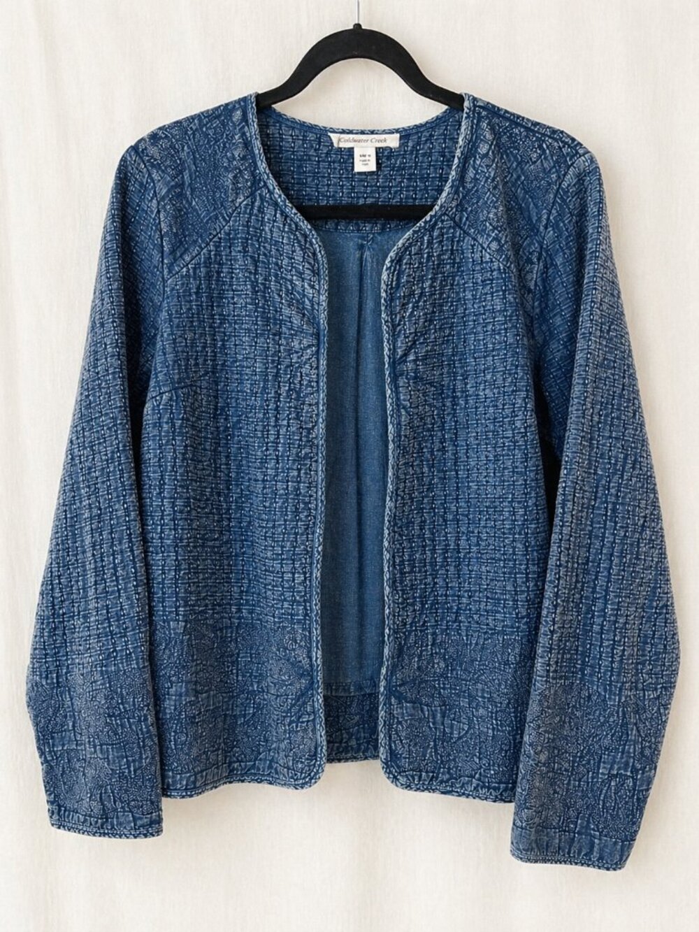 Coldwater Creek 12 Petite Quilted Textured Quiet Luxury Cotton Classy Jacket